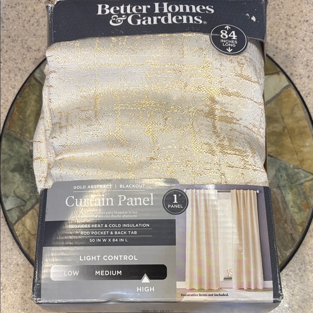NWT Better Homes And Gardens Elegant Gold and Cream Curtain Panel